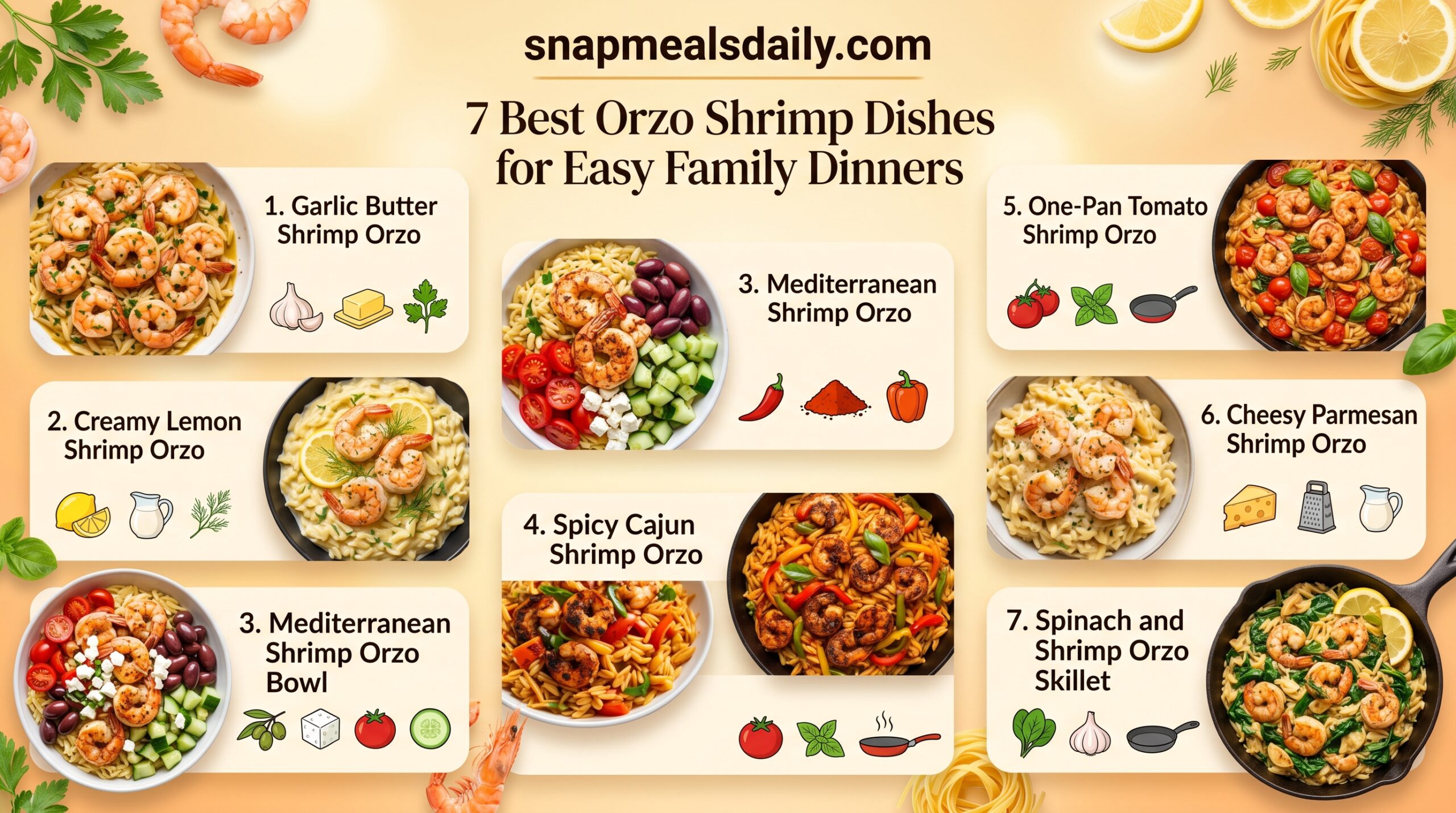 Creamy Orzo Shrimp Dishes served in a bowl with fresh herbs